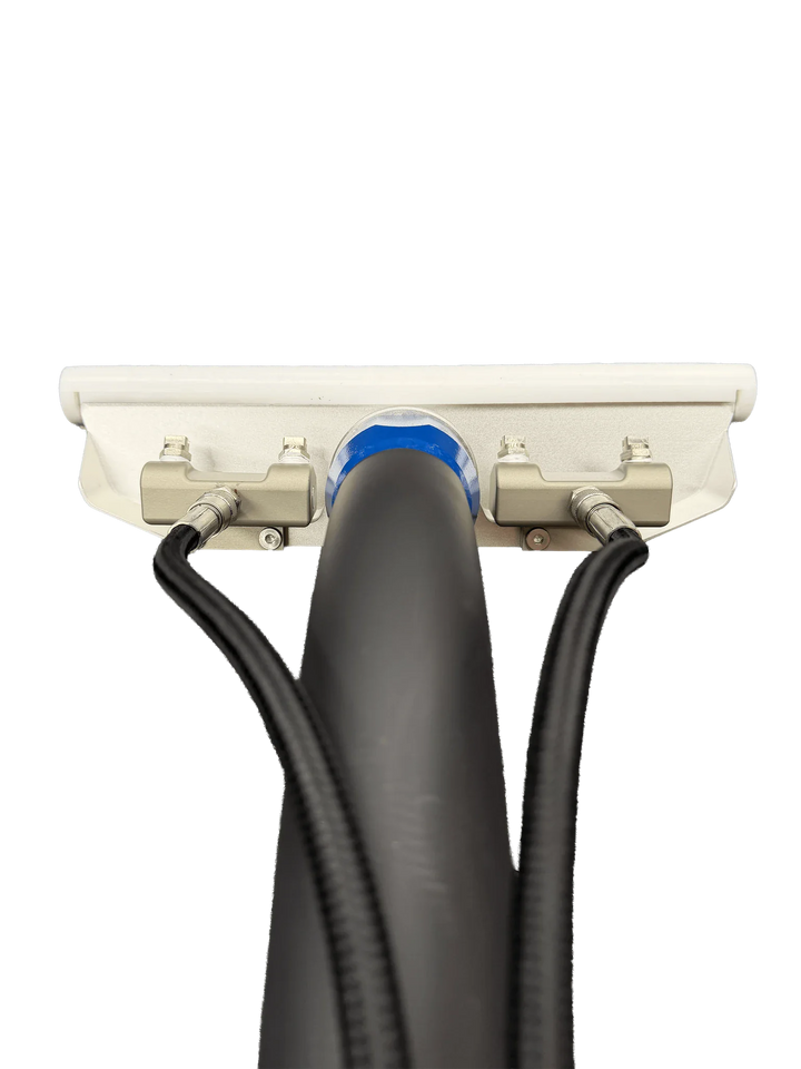 GenX6 swivel wand head with blue accent, alternate angle