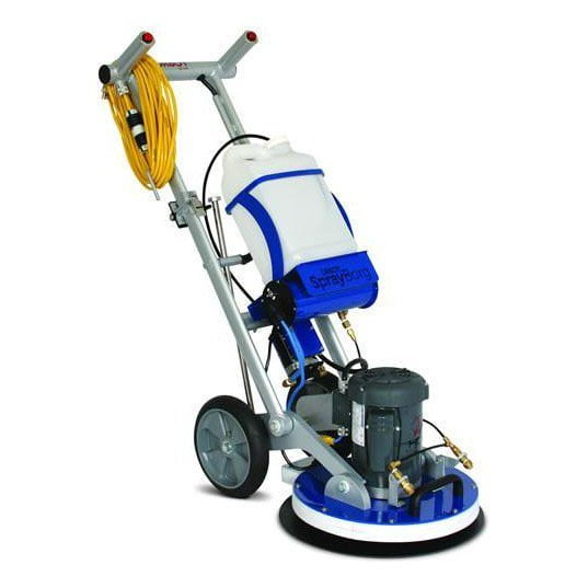 HOS Orbot orbital floor machine with SprayBorg sprayer tank